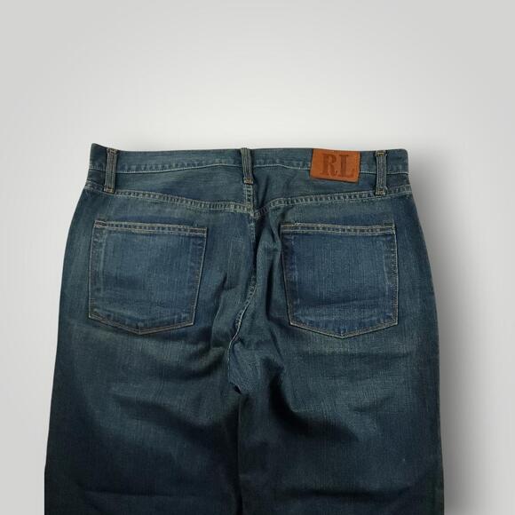 RL Polo Jeans Mens 36x32 Vtg Y2K Baggy Wide Leg Low Rise Mud Wash Ashmore Blue - Picture 4 of 8